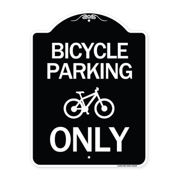Bicycle Parking Only With Graphic Heavy-Gauge Aluminum Architectural Sign, 24" x 18", BW-1824-24320
